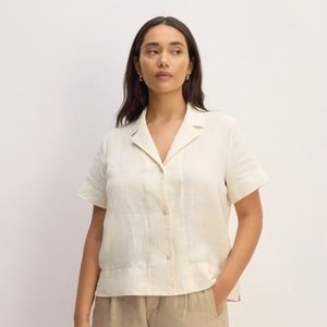 Everlane Linen Short-Sleeve Notch Shirt SIZE L